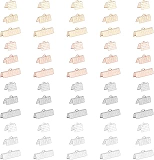 UNICRAFTALE About 60pcs 4 Colors Stainless Steel Ribbon Crimp Ends 3 Sizes Metal Crimp Ends Clasp Leather Crimp Ends DIY Decorative Accessories