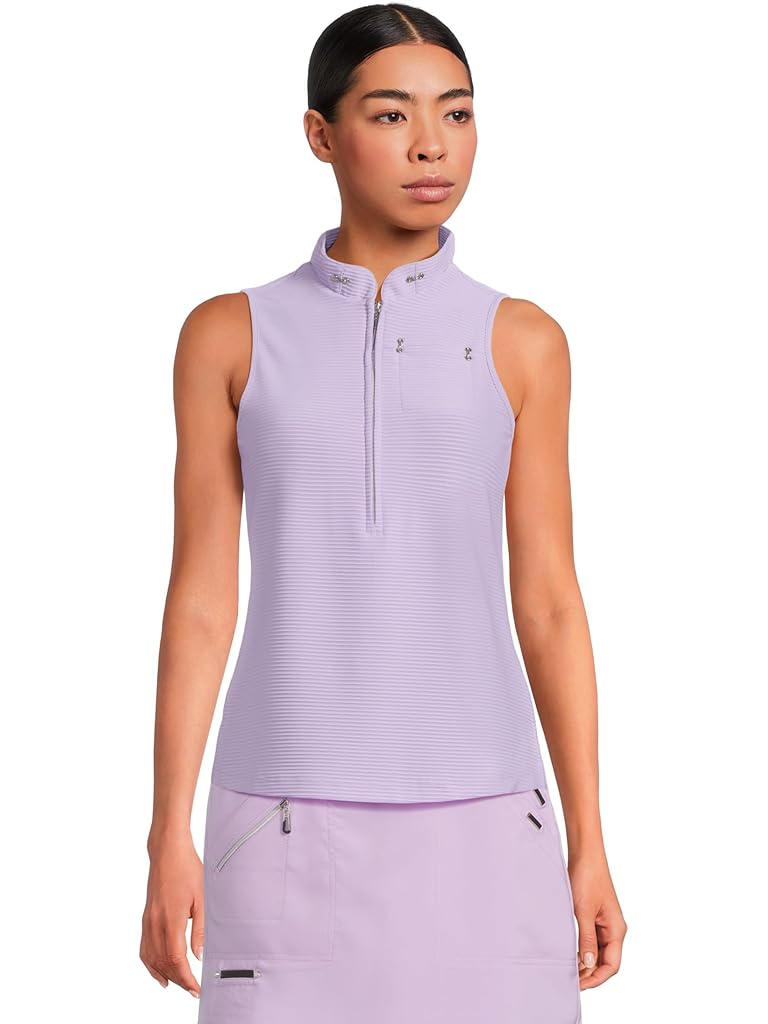 Pink Jamie Sadock Textured Ottoman Solid Sleeveless Polo