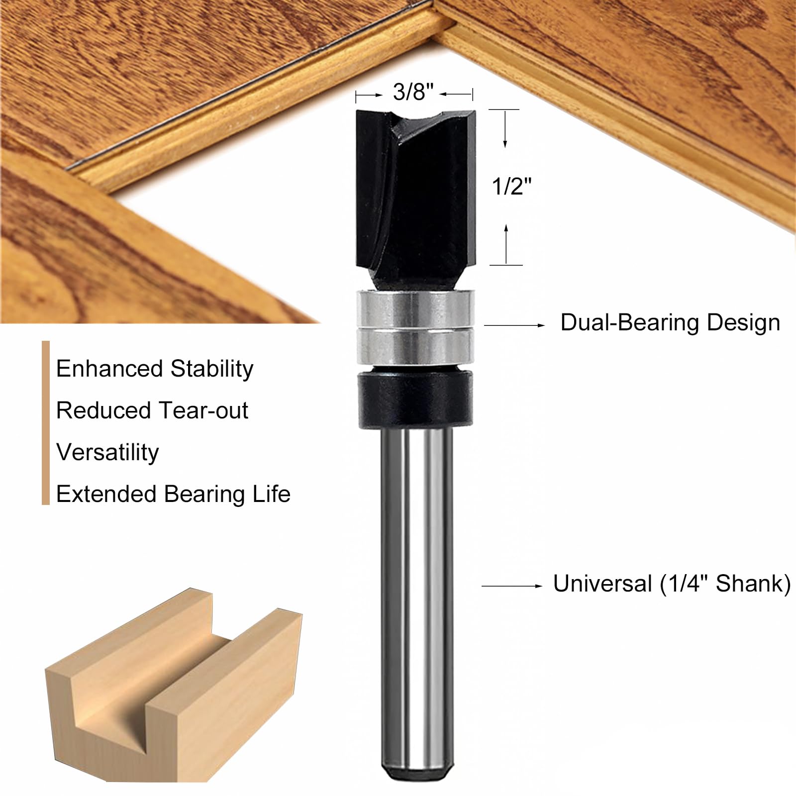 Flush Trim Router Bits - 5 Piece Set -3