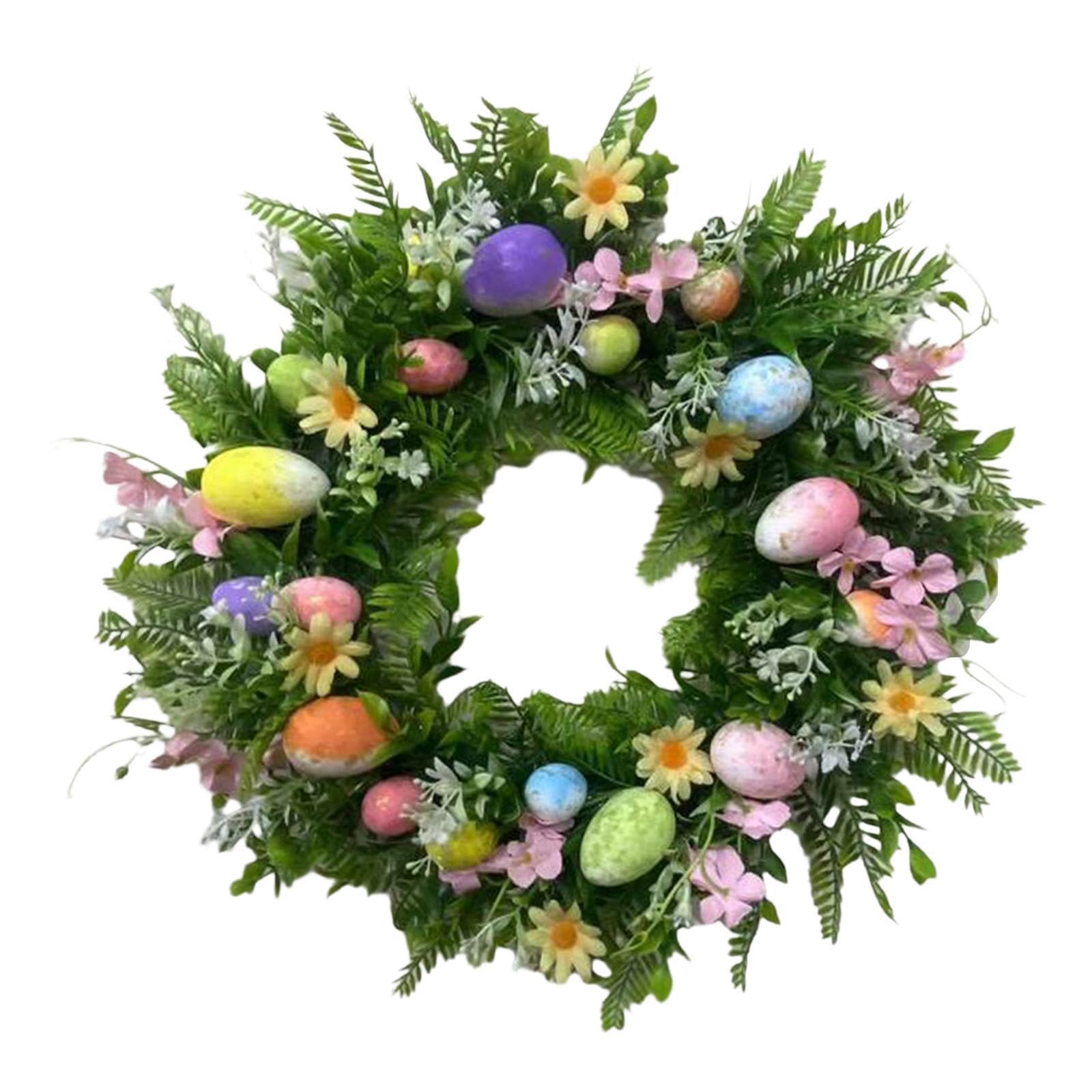 CYDZSRA Front Door Easter Wreath Beautiful Colorful Eggs Lovely Enhancing Spring Celebrations And Home Decor Add Festive Atmosphere During Happy Easter Holiday To Home