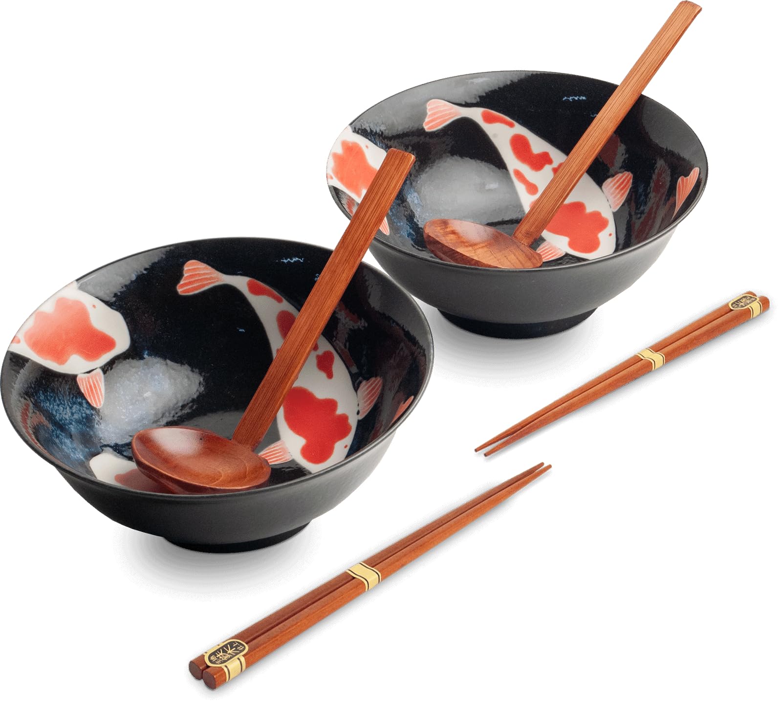 Koi-Bowls-ASIATICA Ramen Bowl Porzellan-Schalen, Versch. Größen, Hochwertige Asiatische Schüssel für Reis, Nudeln, Tapas, Udon, Müsli, Suppen, Made in Japan, Ramen-Geschenkset 6-teilig