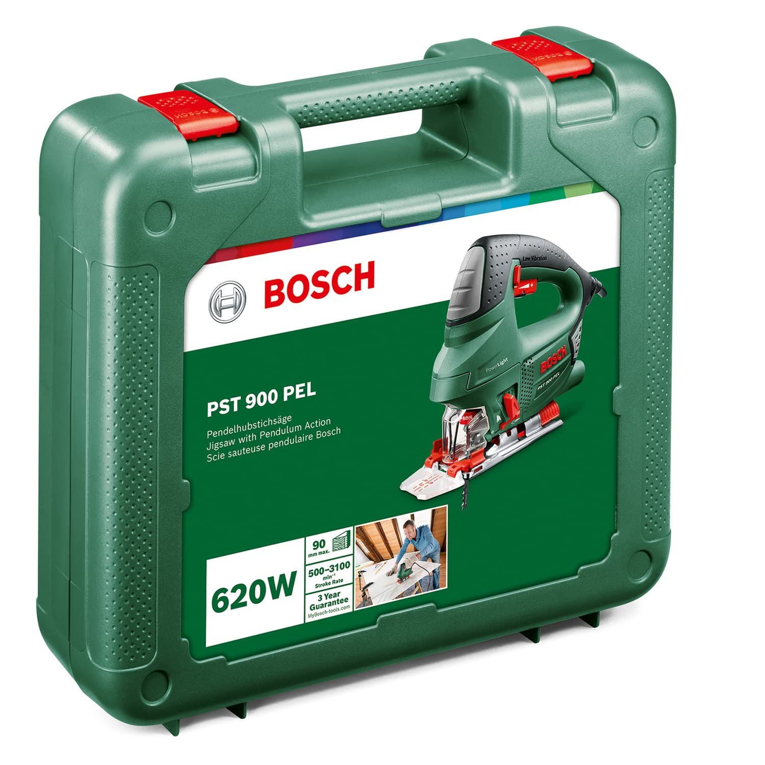 Bosch scie sauteuse PST 900 PEL (620W, cadence de coupe à vide de 500 à 3 100 courses/min, emballage coffret plastique)