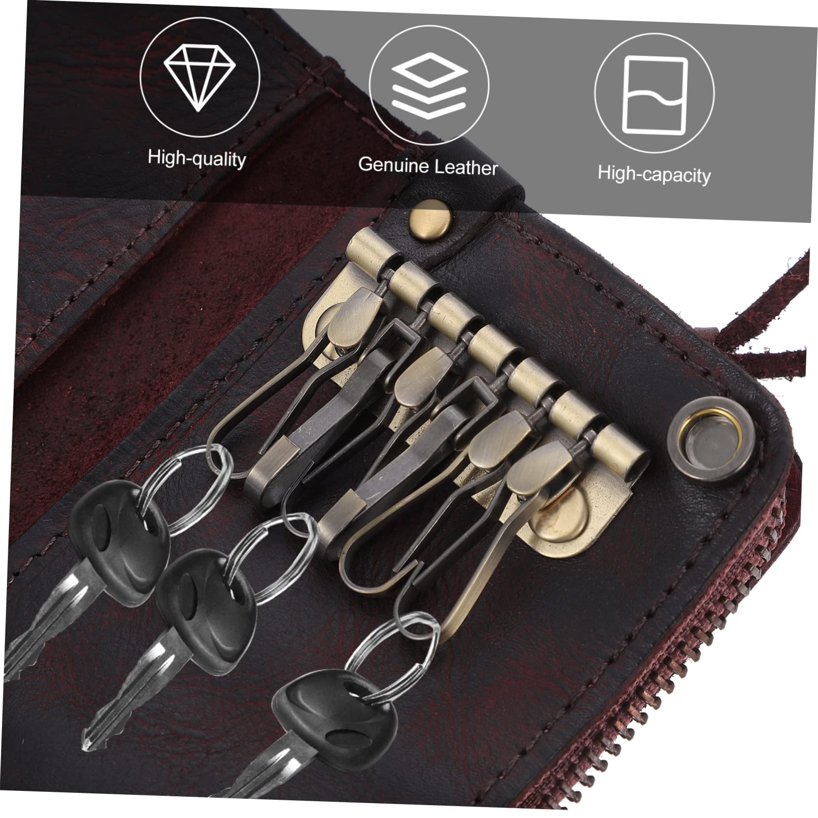 Mobestech 3 Pezzi Portachiavi Borsa Per Chiavi In ​​Pelle Borsa Di Pelle Bovina Sacchetto Di Immagazzinaggio Portachiavi Portafoglio Sacchetto Chiave Portafoglio Per Uomo Cerniera Borsa Per