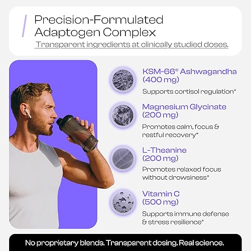 Miniatura 7 de Vitalix - Mezcla de bebida de cortisol y adaptógeno con Ashwagandha KSM 66, glicinato de magnesio, L-teanina, vitamina C y electrolitos -