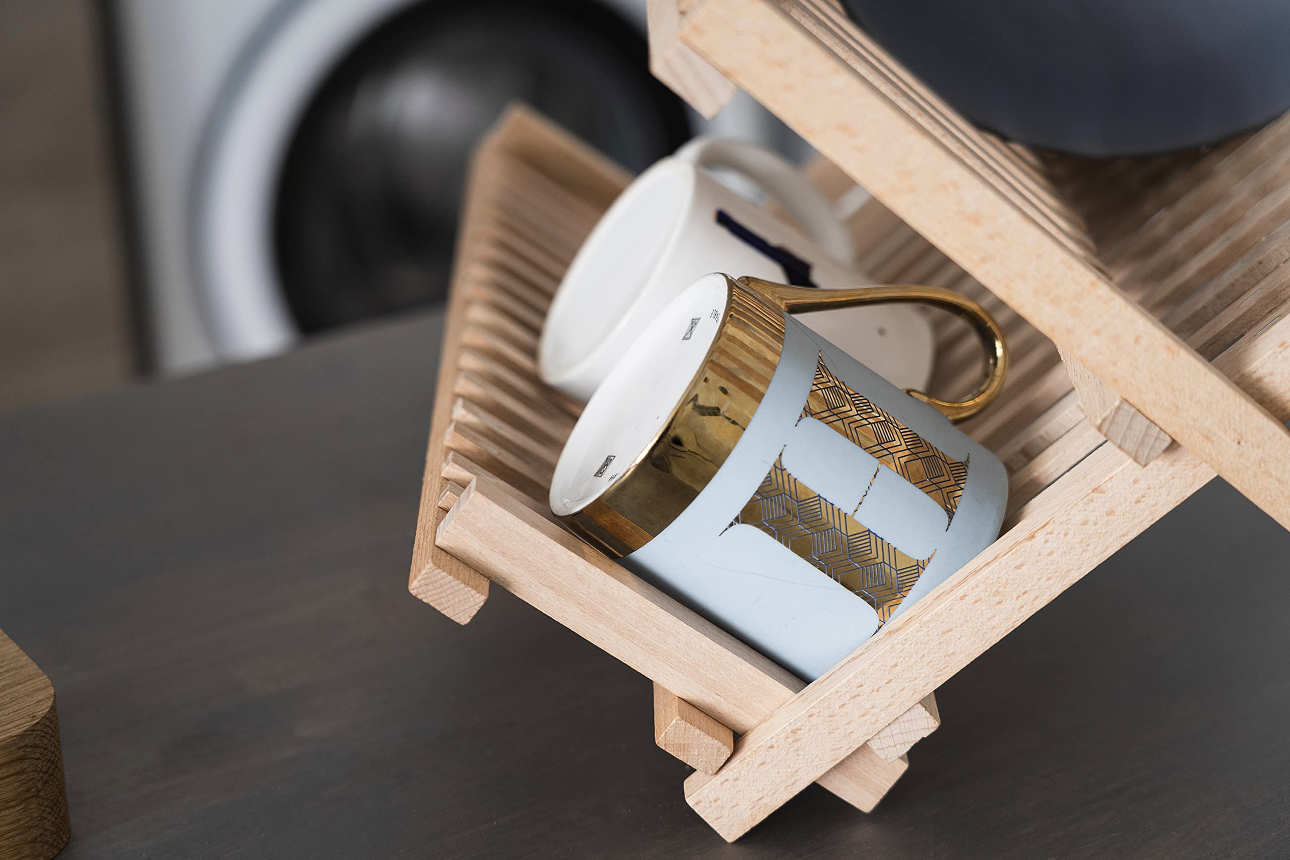 Égouttoir à Vaisselle Pliable en Bois de Hêtre - Accessoire de Cuisine Écologique, Durable et Résistant à l'Eau