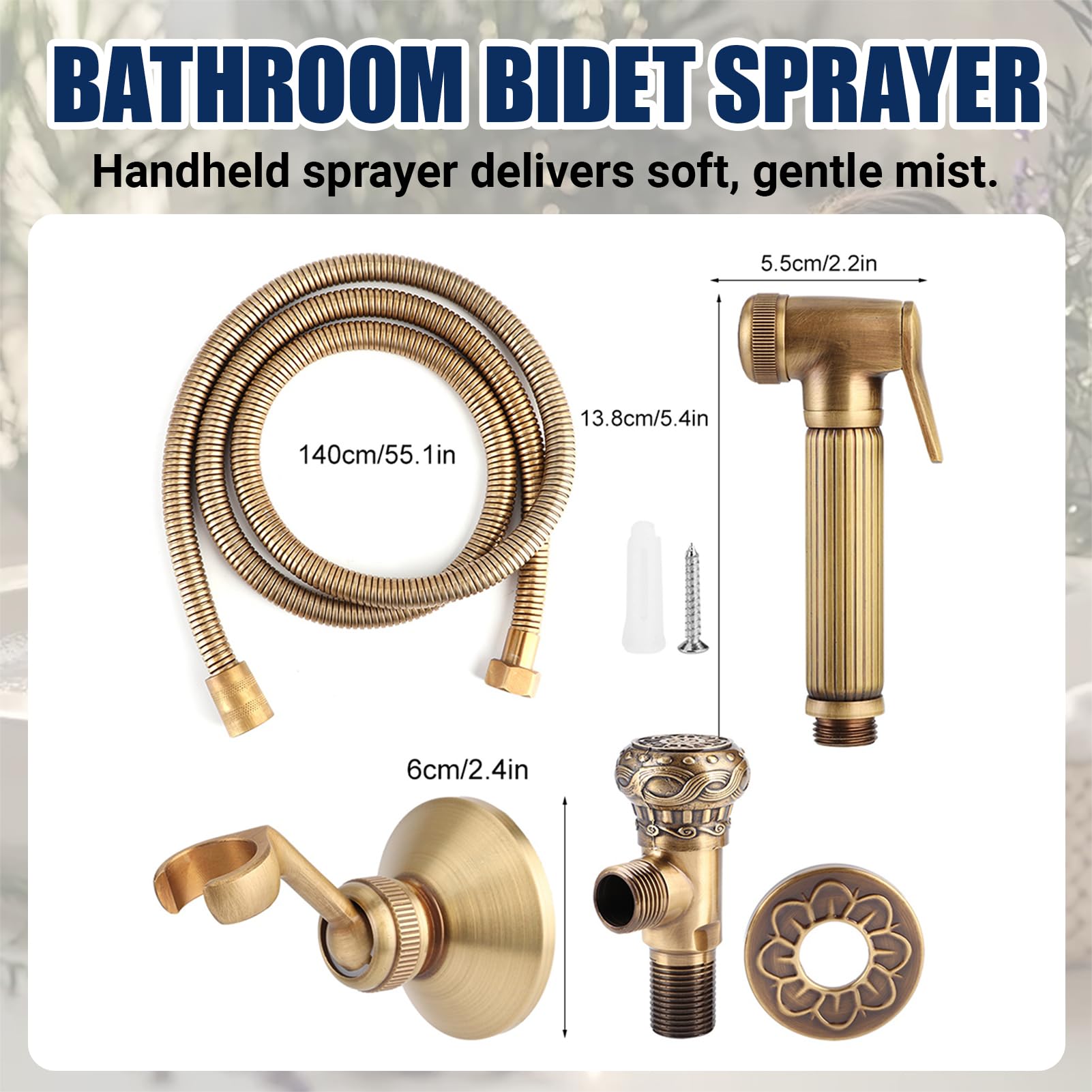 vintage mosiężna ręczna ręczna bidet opryskiwacz toaleta ręczna bidet sprayer sprayer Węzie Wąż Zestaw węża łazienki Odpowiednie do samica prysznica dla zwierząt domowych