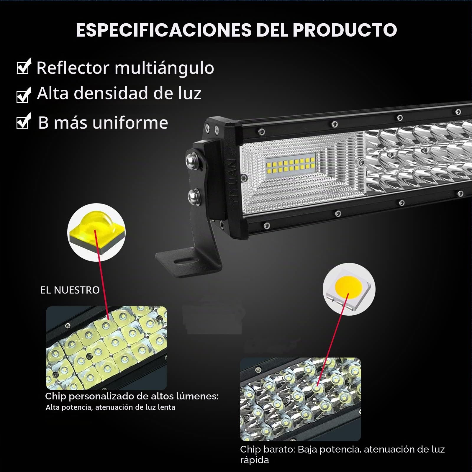 AUXTINGS Barra de luz LED curvada de 52 pulgadas 675W haz de inundación lente de triple fila luces de buceo con kit de arnés de cableado para todoterreno ATV AWD SUV 4WD 4x4, conector DT de 12V 24V