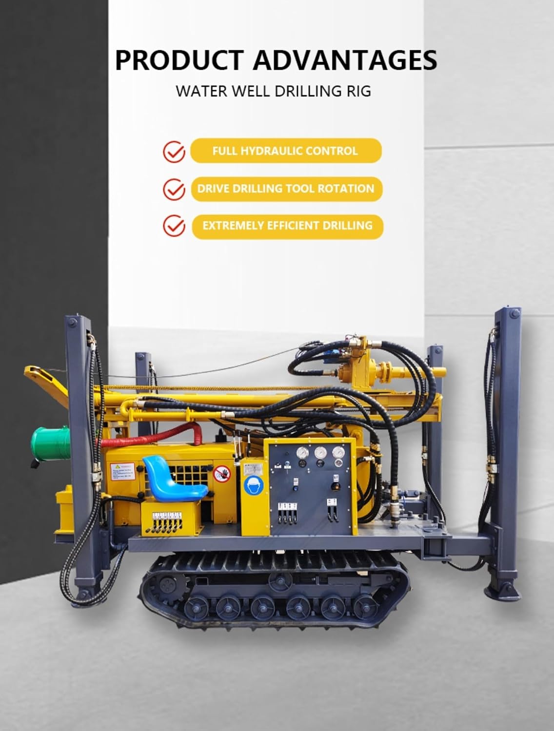 Mobile tracked hydraulic automatic dual power water air well drilling rig with flexible drill pipe and strong drill bit for agricultural water supply remote site drilling and geothermal boreholes