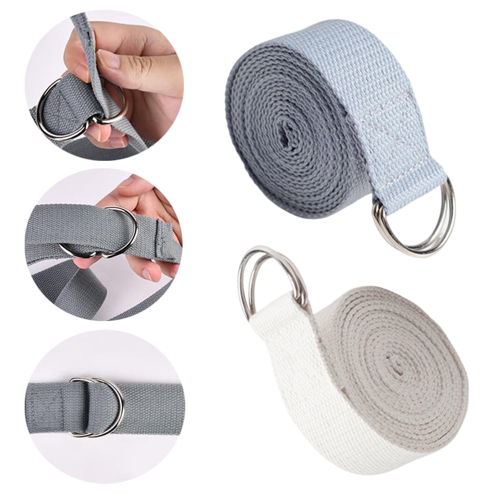 RYACO Yogagurt 1.8m/2.5m/3m - 100% Baumwolle Mit Metallverschluss