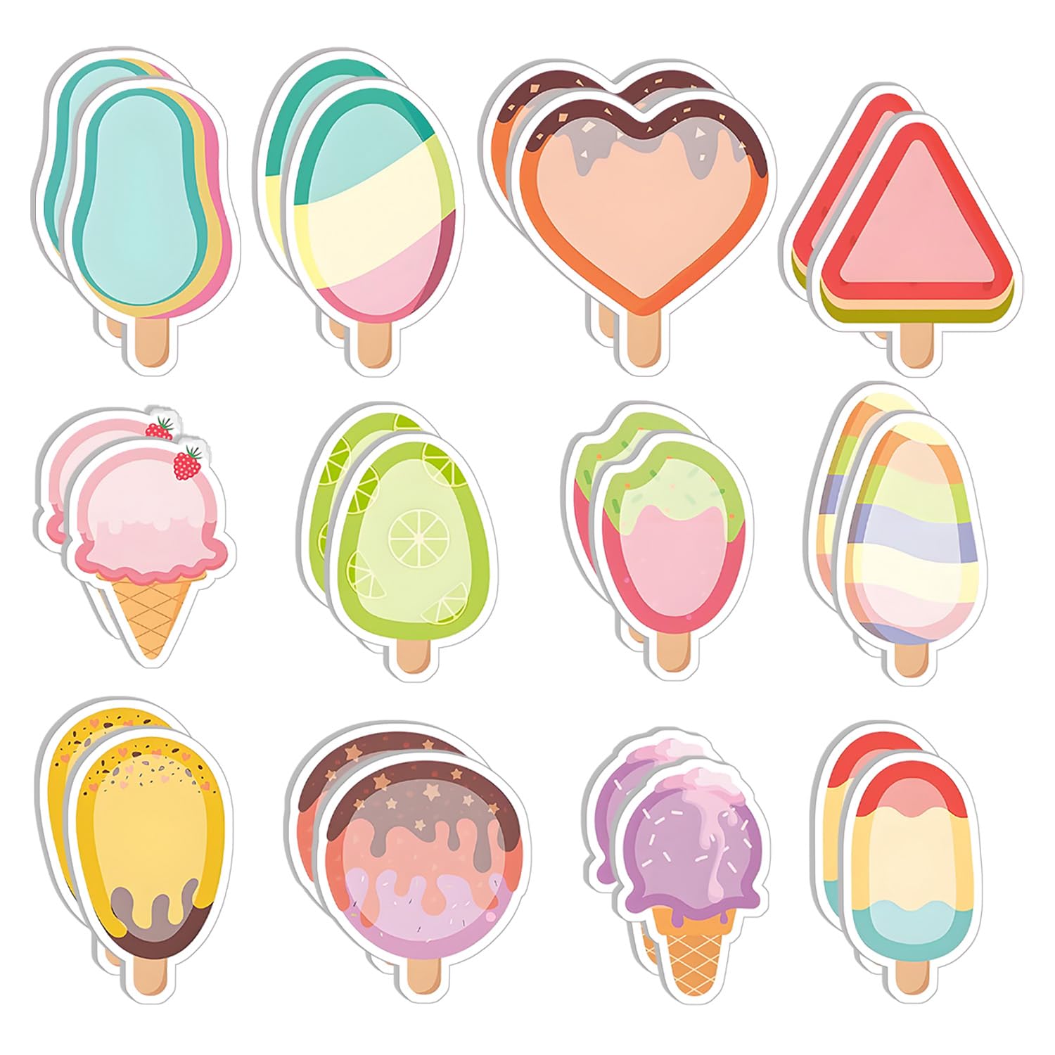 iJiZuo 720 Pcs Cute Sticky Notes Set, Removable Adhesive Memo Pads, 24 Packs Sticky Notes Stationary self-Adhesive Sticky Note Pads,Office, Home & School Use (Ice Cream Pattern)