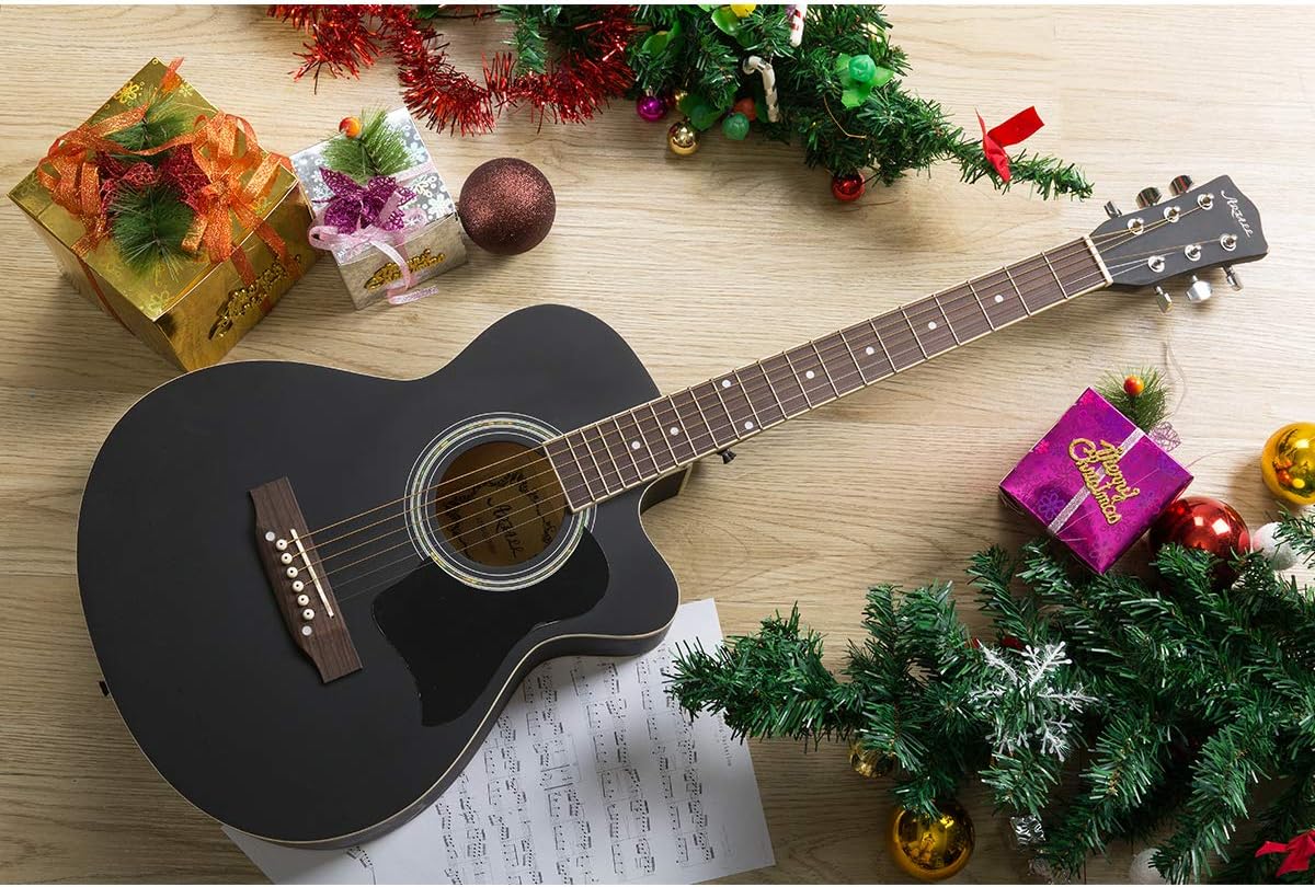 ARTALL 39 Inch Handcrafed Acoustic Cutaway Guitar Beginner Kit with Gig bag & Accessories, Matte
