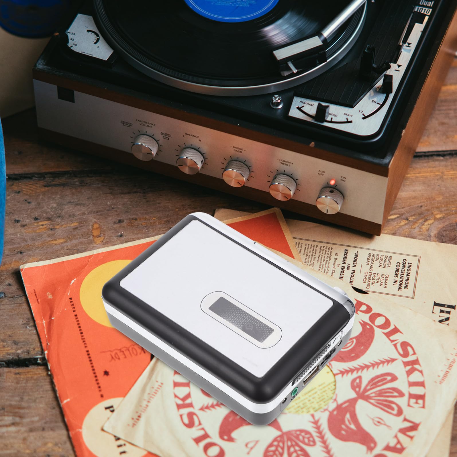 CLISPEED Musicale Cassetta USB Convertitore Audio Digitale in Mp3, Stereo, Plastico Resistente, Alimentazione 2 Batterie Aa, senza Bisogno di Software