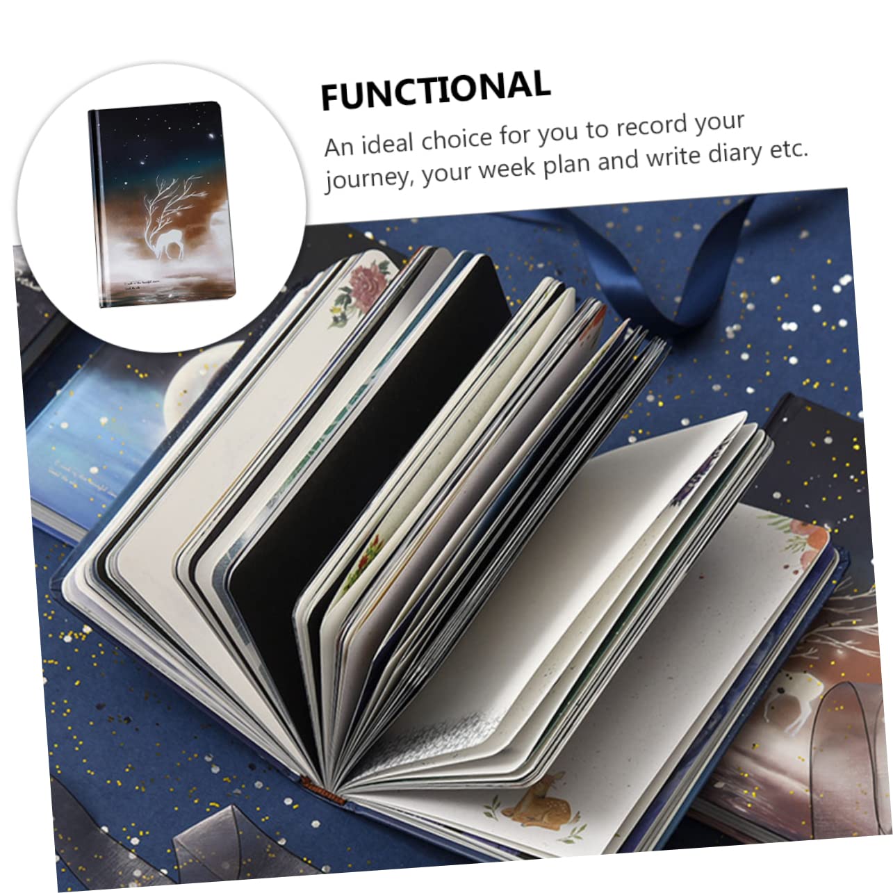 Housoutil 2 Pièces Carnet Étoilé Luminescent Cahier de Notes Pratique pour Étudiants Journal Personnalisable pour et Planification Quotidienne Marron