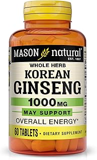 MASON NATURAL Korean Ginseng 1,000 mg, Supports Energy, Endurance & Vitality, 60 Tablets