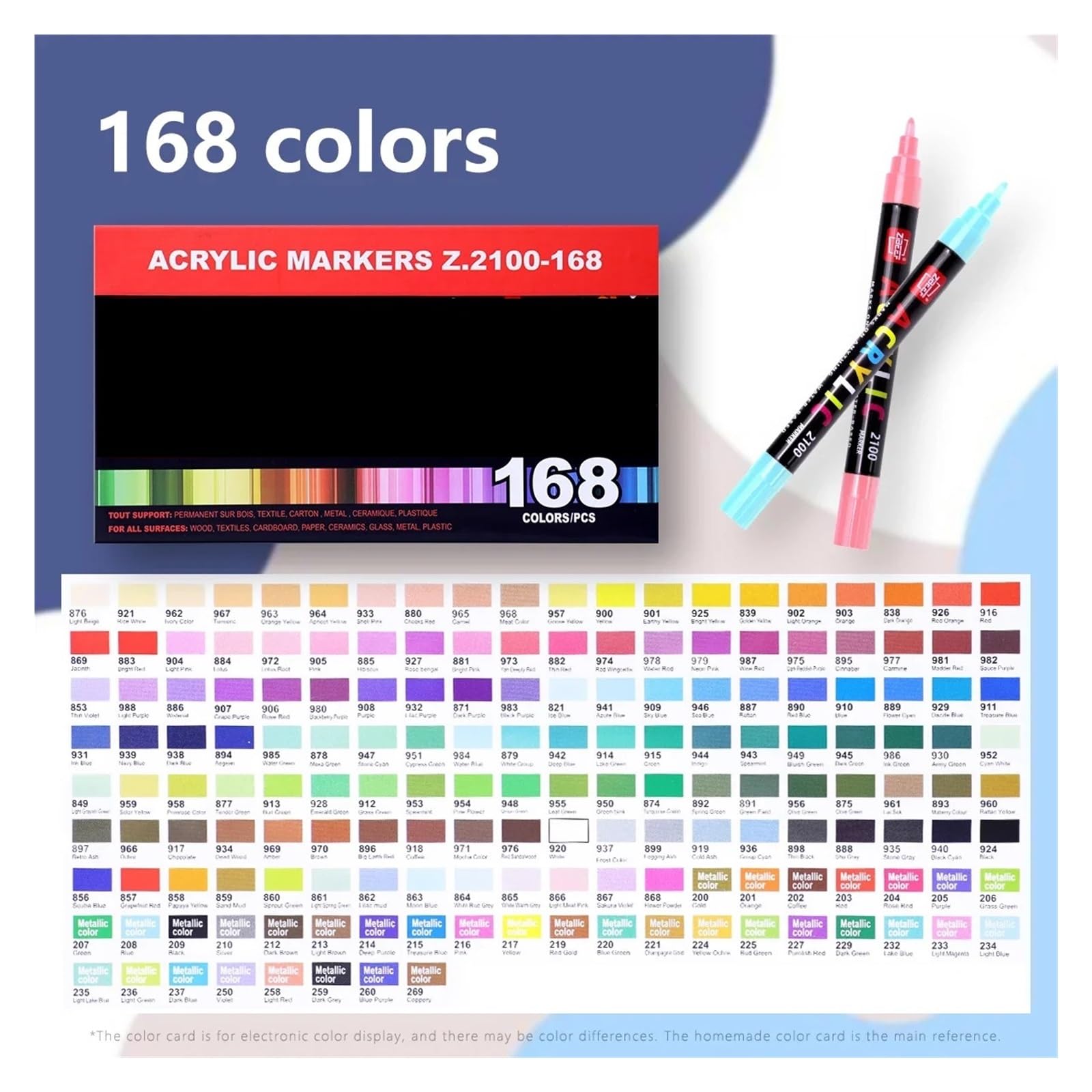 Acrylfarbmarker, Stift mit feiner Spitze, wasserfest und hoch(168 Colors)