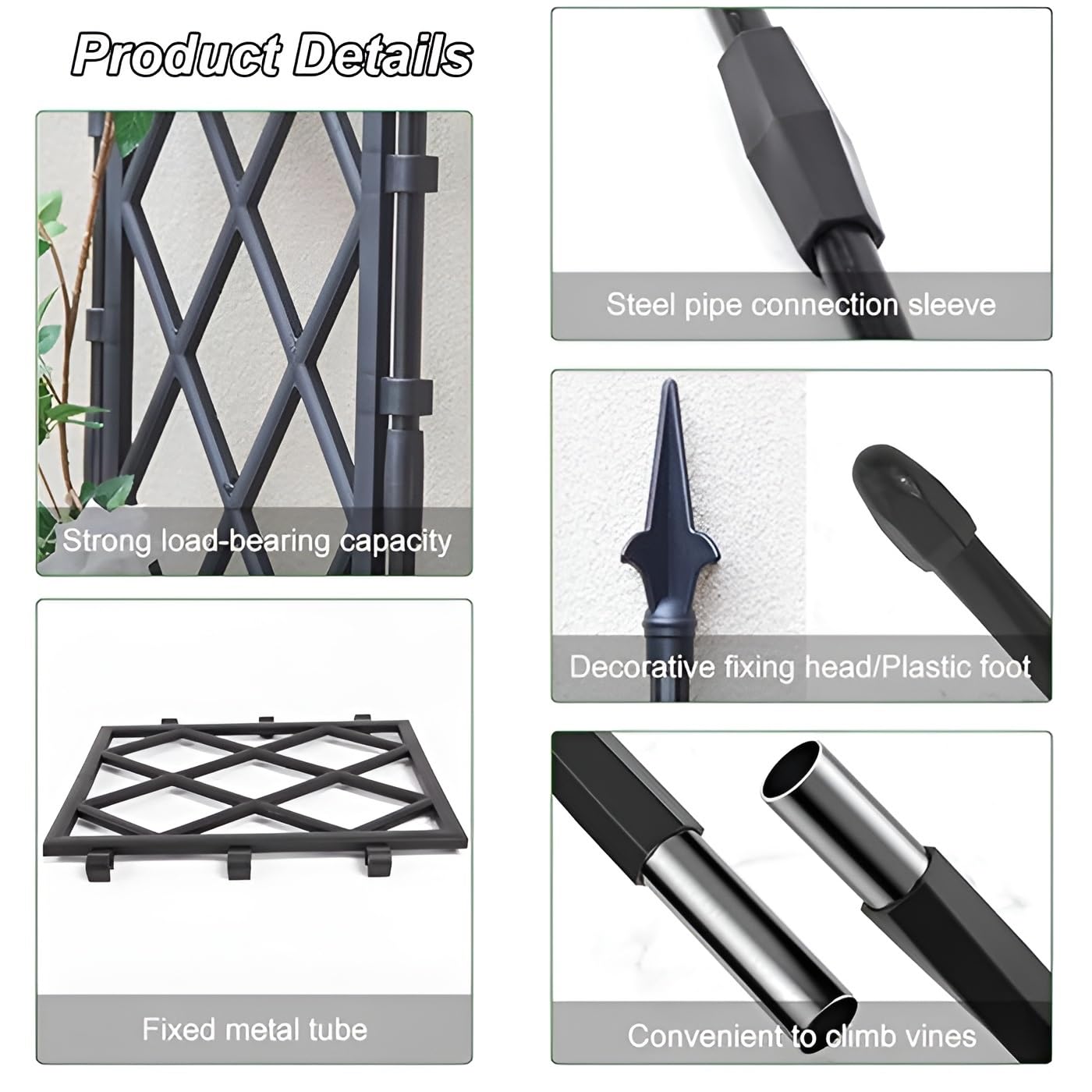 Metall-Gartenspalier Rostfrei Rankhilfe Für Topfpflanzen Zimmerpflanzen Kletterreben Innen Und Außen Faltbar(220 * 60cm)