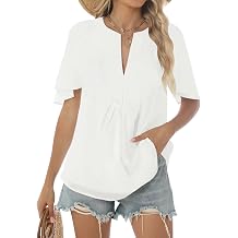 Relipop Womens Blouse Oversized Flutter Sleeve Top V Neck Shirts 2025 Summer Business Work Blouses Outfits