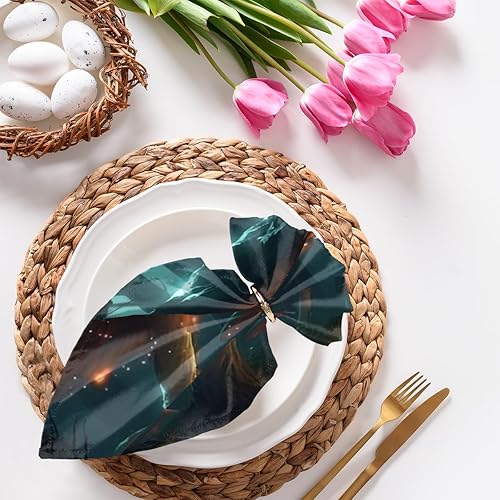 Cloth Napkins Set of 6 Glow Mushrooms 20x20 Inch Cloth Napkins Tropical Forest Washable Reusable Kitchen Dinner Napkins Table Decor for Wedding,