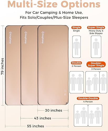 Miniatura 4 de Kingcamp FLEXIREST 5.0 - Colchoneta de dormir para camping, inflable sin PVC, colchón de camping compacto de alto soporte con saco de bomba para