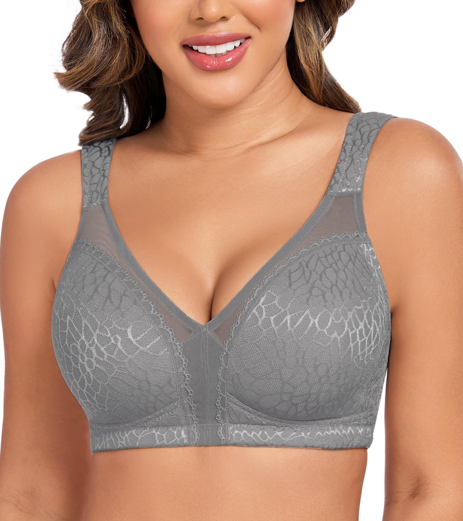 Biustonosz Minimizer bez fiszbin dla kobiet plus size pełna miseczka mocne wsparcie bez wypełnienia w kształcie litery U tył czarny
