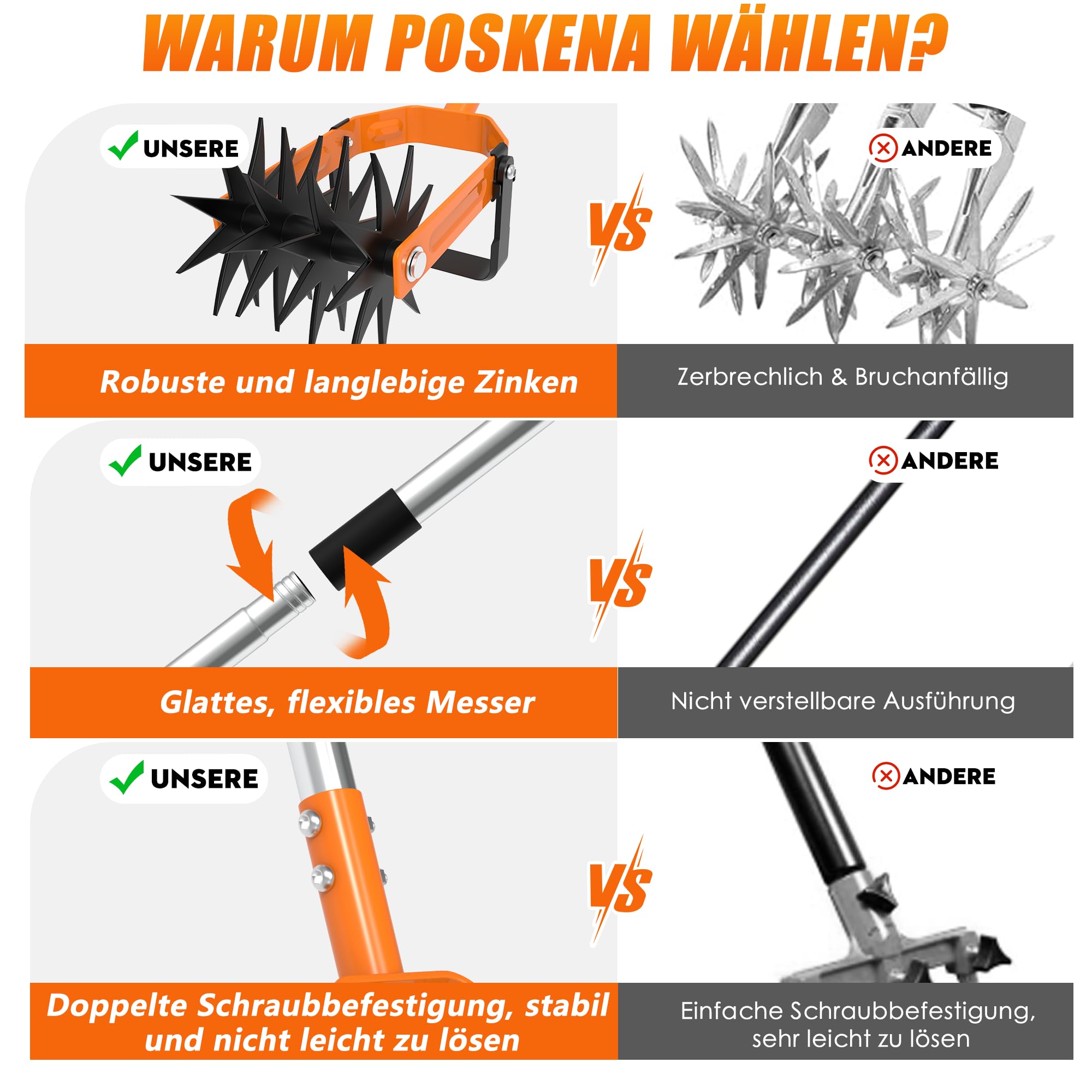 Coltivatore rotante 2 in 1, zappa manuale e allentatore del terreno, coltivatore da giardino regolabile, fresa manuale con manico in acciaio inox per diserbo, allentamento del terreno, cura del prato