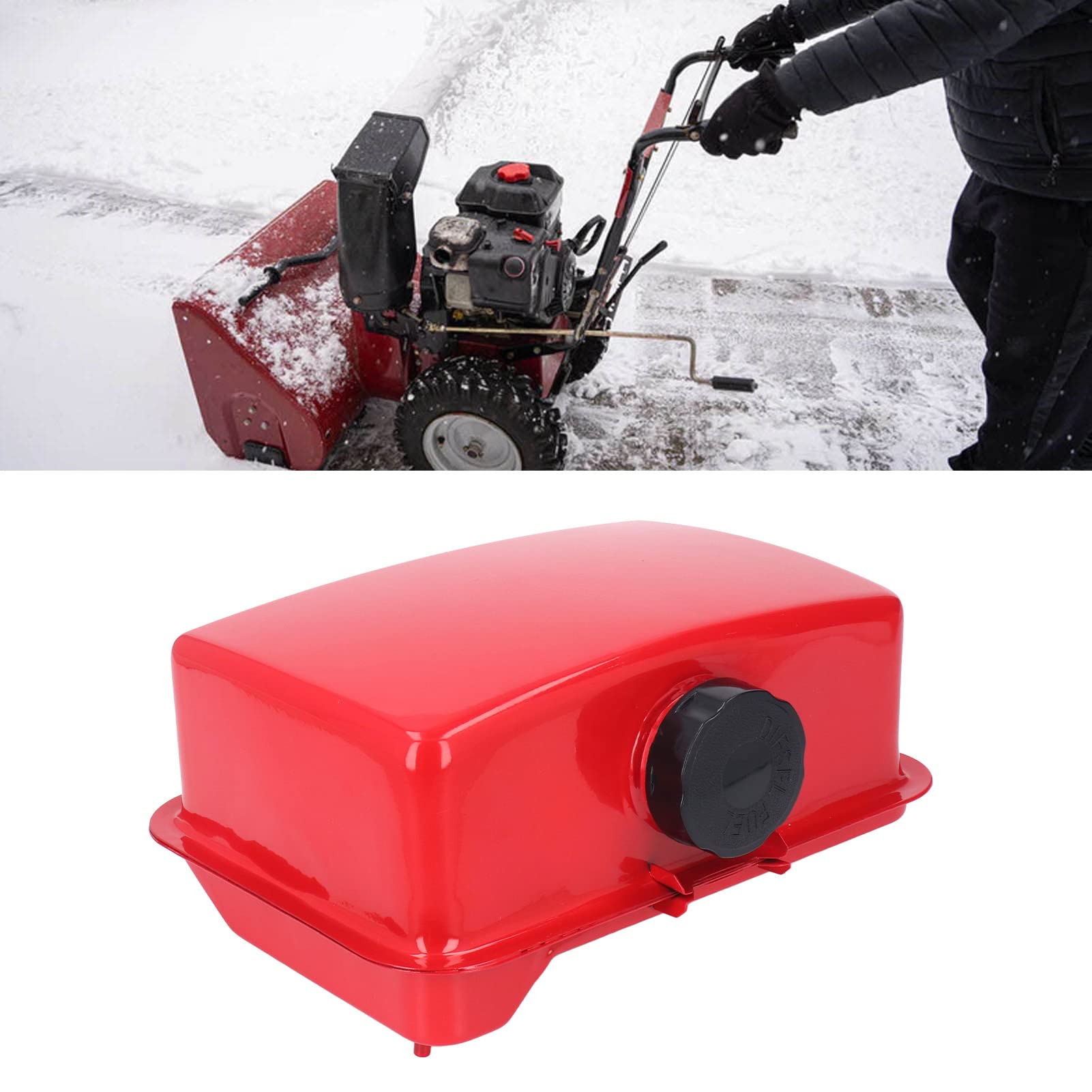 Kraftstofftank 5.5L Große Road Cutting Kraftstoffbehälter Baugruppe mit Ölschlauch, Red Iron Benzinöltank für 186F 188F 192F 195F Rasenmäher