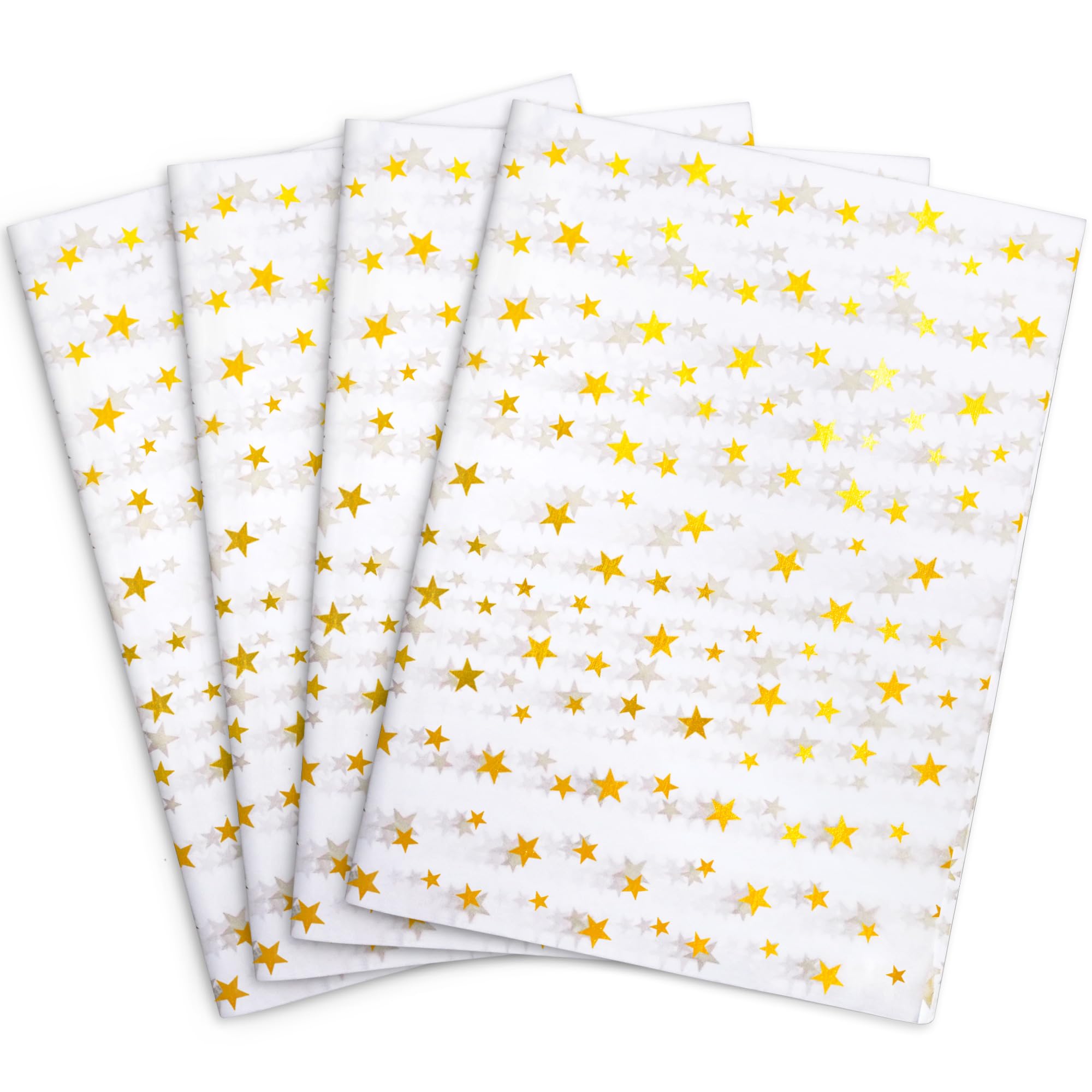 MR FIVE 100 Sheets Gold Star Tissue Paper Bulk,20" x 14",Stars Tissue Paper for Gift Bags,Birthday,Holiday,Weddings,Baby Shower,Mother's Day (White with Gold Star)