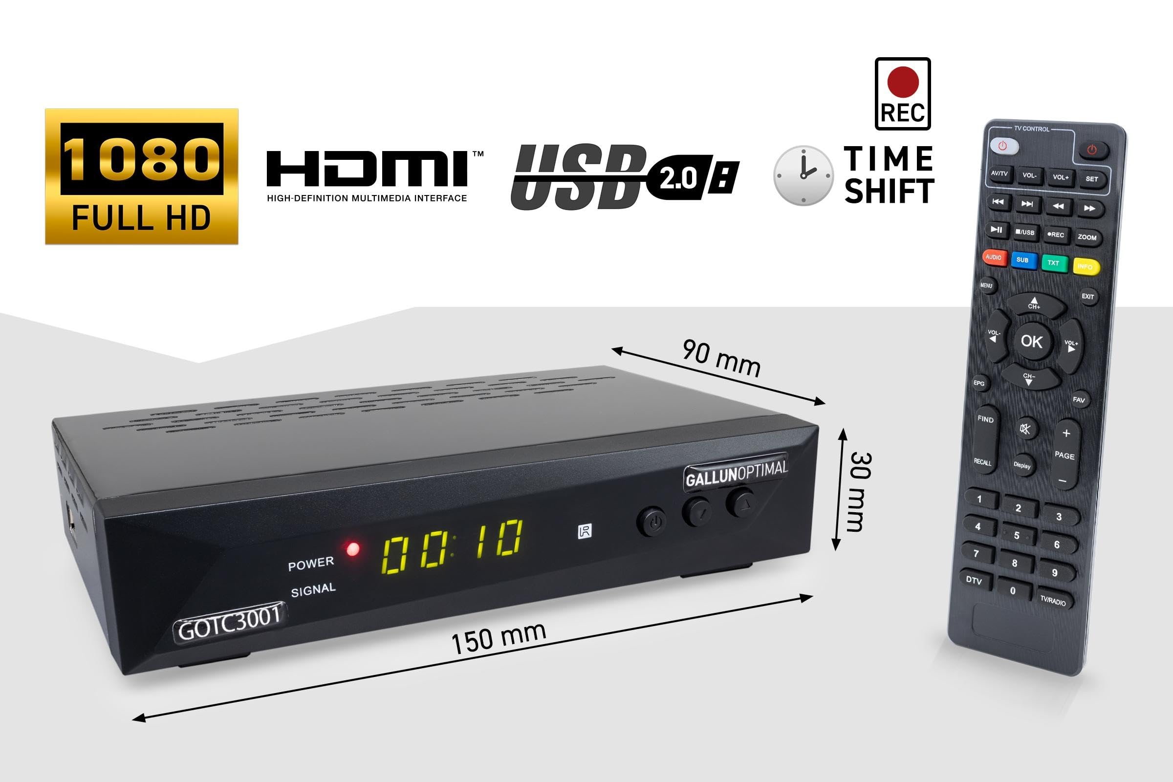 Combo-Receiver DVB-C & DVB-T2 H265 mit Auto Installation & Aufnahmefunktion geeignet für jeden Kabel-Anbieter UND dem Empfang von allen freien DVB-T2 Sender via Antenne, Standard Size