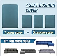 Vista 563 de H.VERSAILTEX 2025 New Sectional Couch Covers 8 Pieces Stretch Sofa Covers for Sectional Sofa Set Separate L Shaped Couch Cover for Both Left/Right
