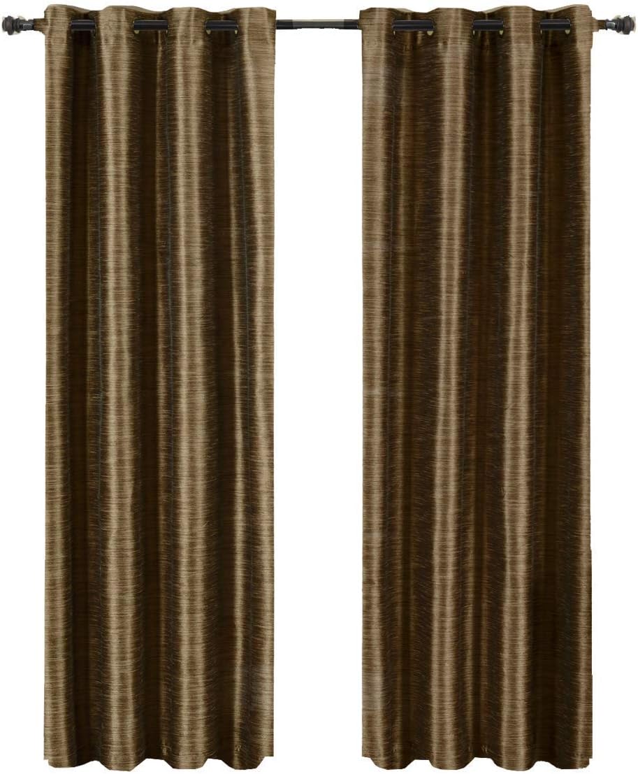 Royal Hotel Bedding Geneva Multi-Layer Ivory Grommet Blackout Window Curtain Panel, Lined-Stripe Pattern, 52x96 inches