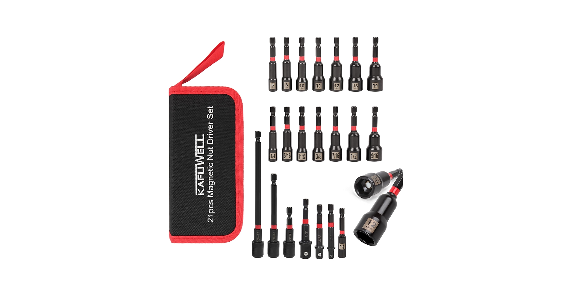 Amazon.com: KAFUWELL 21PCS Nut Driver Set Magnetic, 1/4