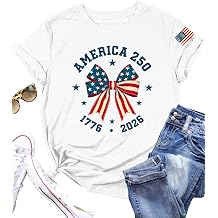 250th Anniversary USA Shirt Womens 250 Years V Neck T-Shirt American Flag Graphic Tee Casual Top