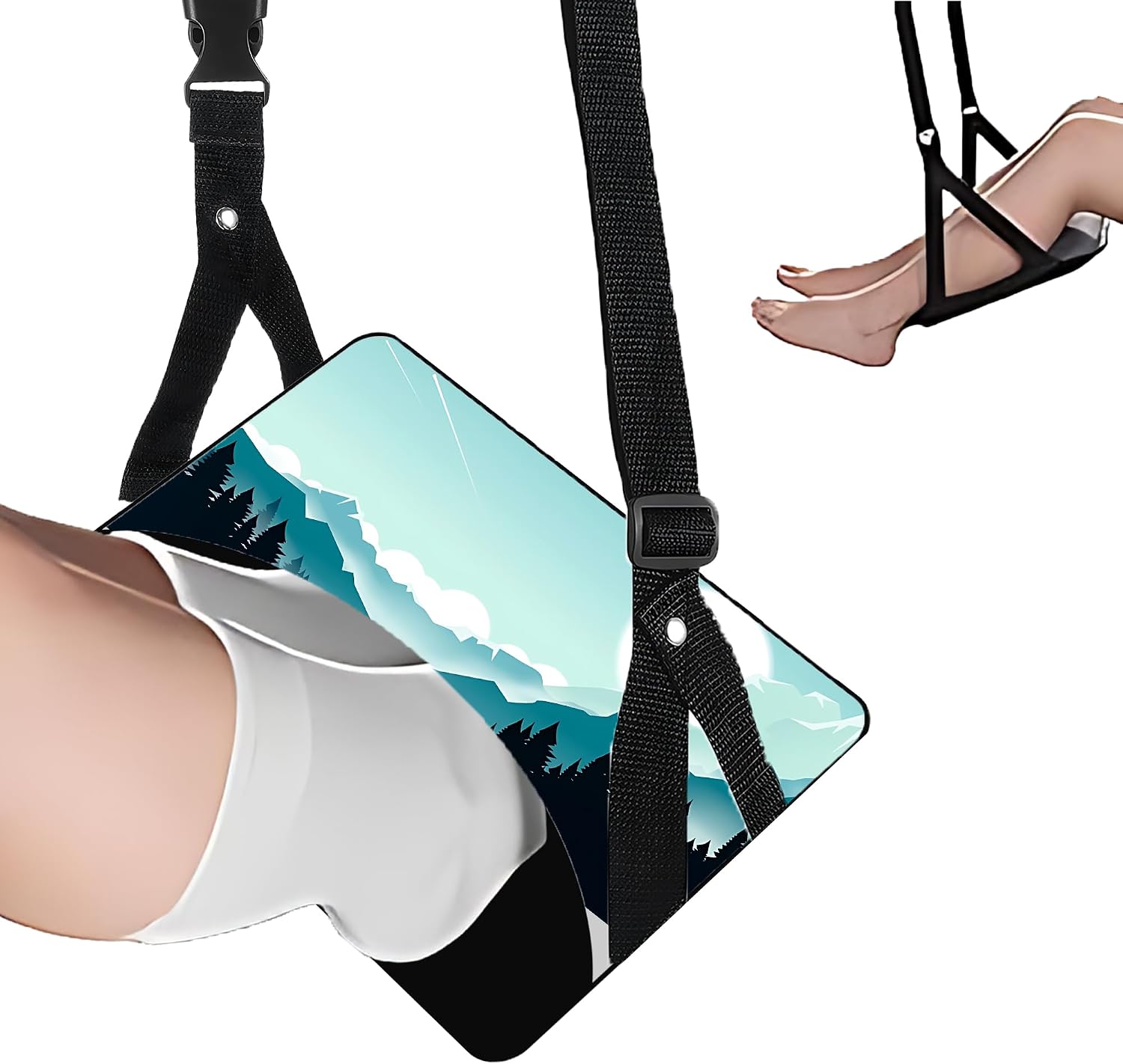 Airplane Foot Hammock Comfort Foot Hammock for Plane Travel Accessories,Airplane Gadgets,Good Use for Travel Essentials, Office,Desk (Mandala, 1 Pack)