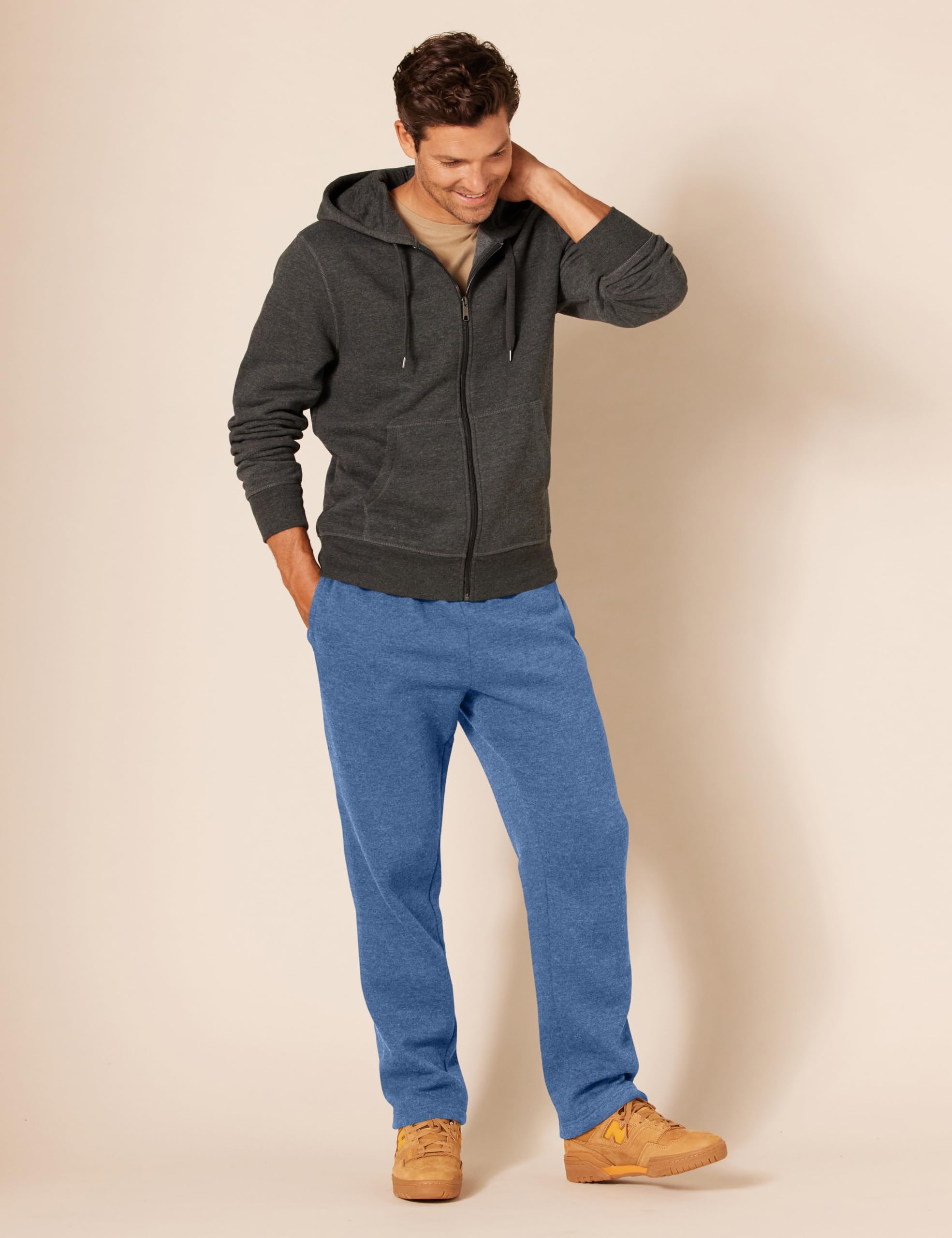 Amazon Essentials Pantaloni Sportivi in Pile con Fondo Aperto (Disponibili in Taglie Extra Forti) Uomo