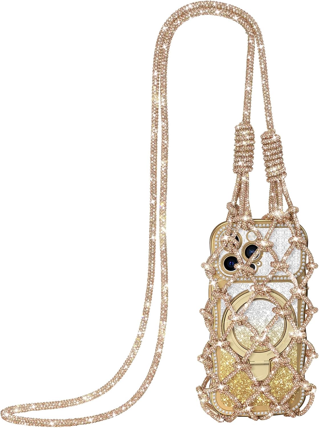 for Women Sparkling Rhinestone Small Crossbody Phone Bag-Gold