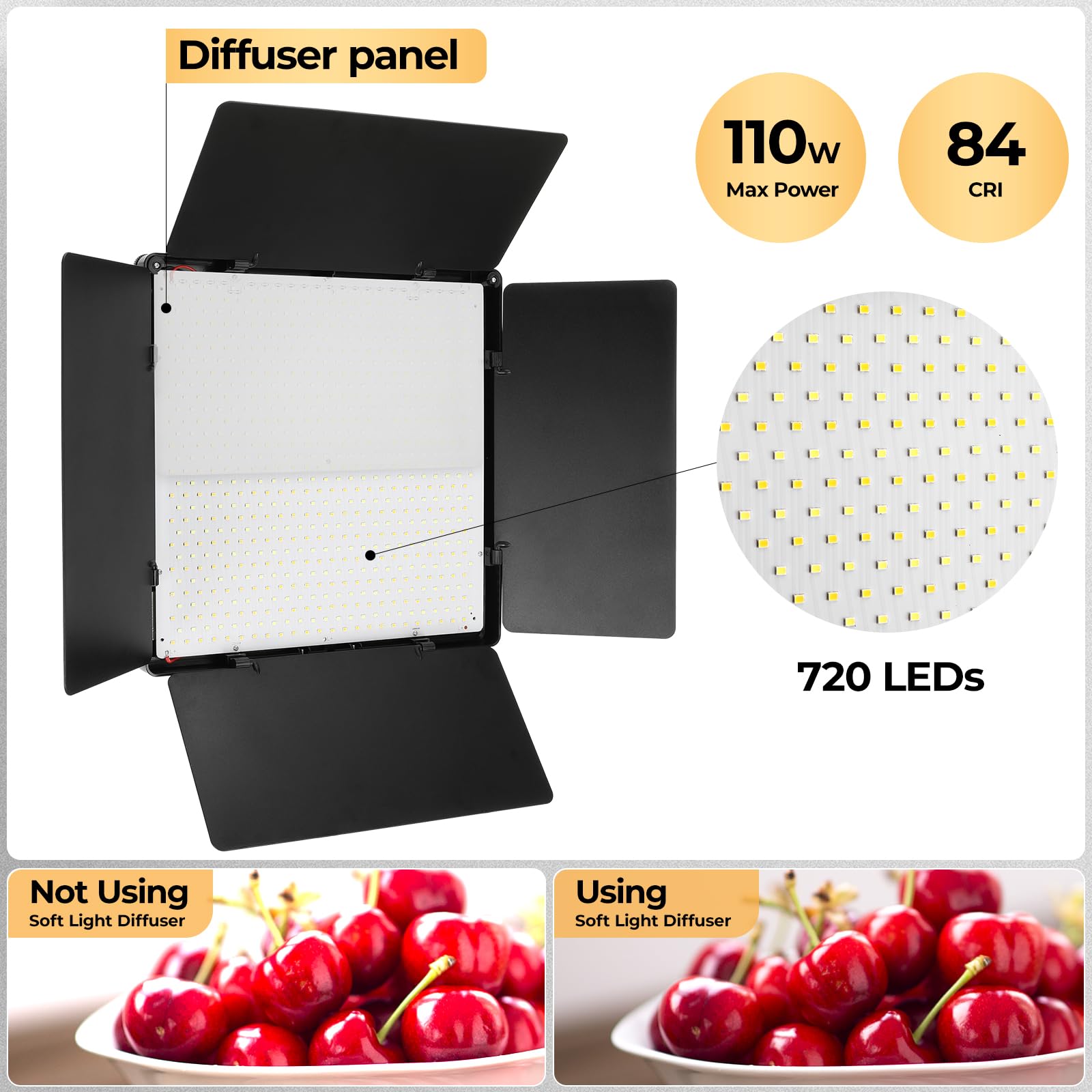 LED Videoleuchte, 2-Pack zweifarbige Studioleuchten, 720 LEDs Video Streaming Licht mit Fernbedienung 195cm Stativ, 3000–6300K, 10-100% Dimmbar, für YouTube TikTok Fotografie (33x33 cm)
