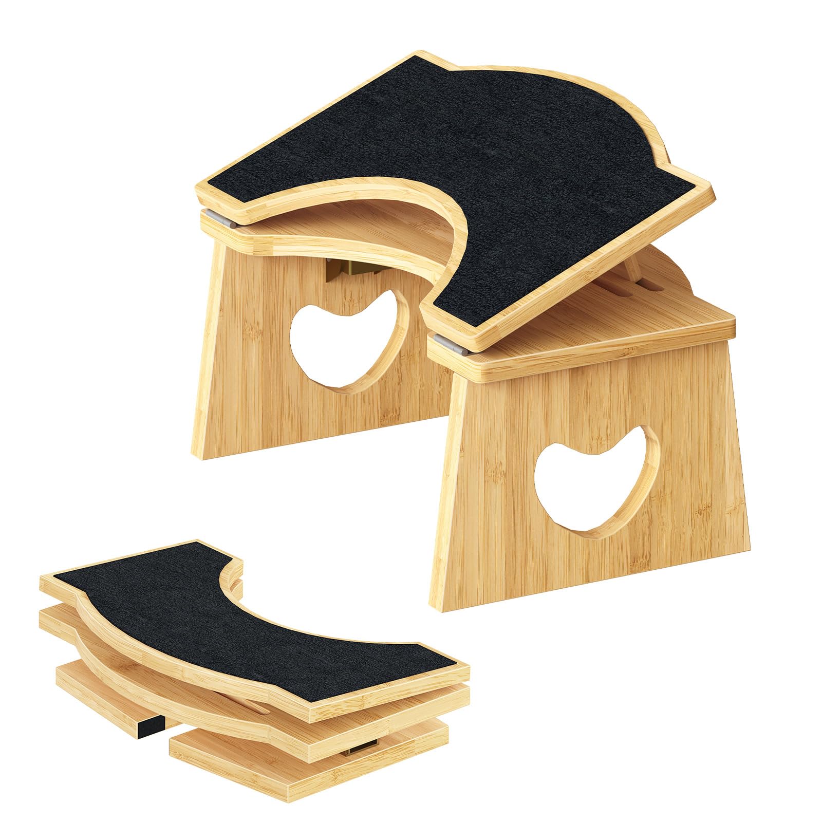 HOOBRO Taburete Plegable de Bambú para Inodoro, Taburete Fisiológico para Baño, Antideslizante, sin Necesidad de Montaje, Color Bambú Natural y Negro EYL03FP01