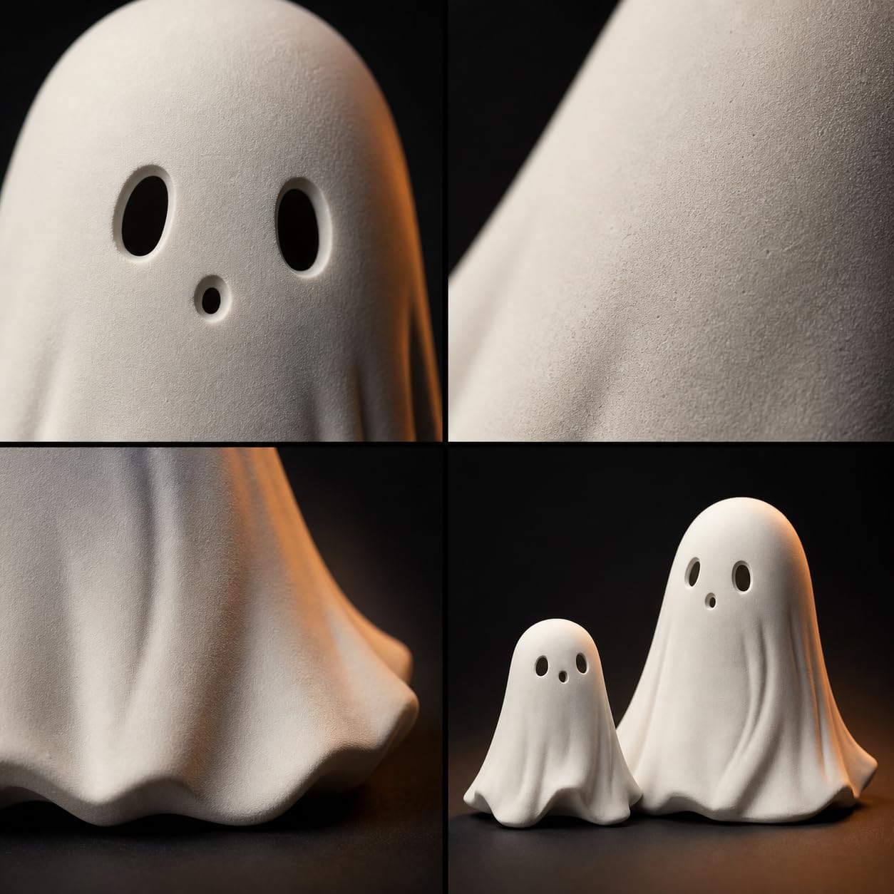 Halloween Ghost Figurine White Decorative Cute Ghost Ornaments Resin Spooky Ornaments for Holiday Home and Office Decorations