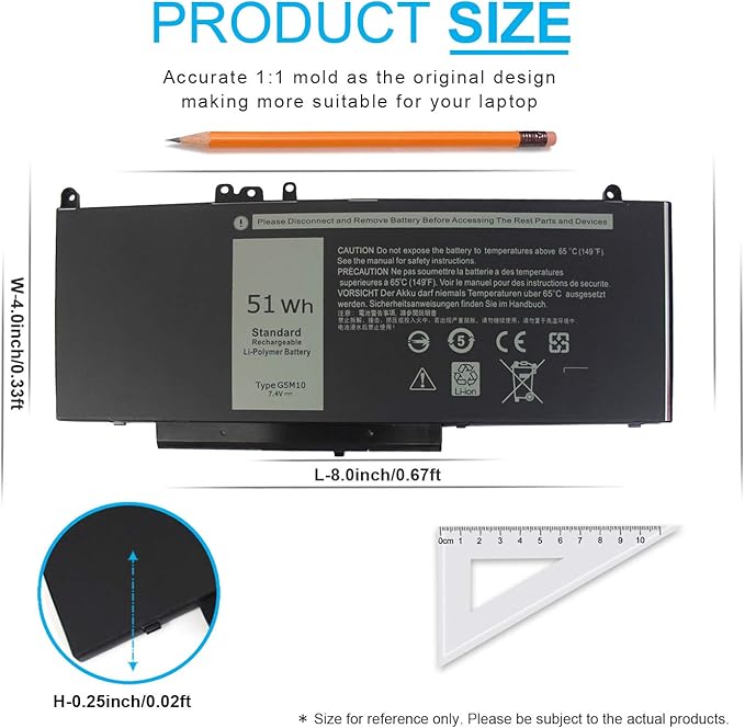 Batería para Laptop 7.4V 51Wh G5M10 Compatible Dell Latitude miniatura 3