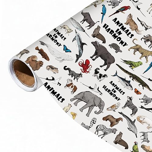 Animal Themed Wrapping Paper Roll - Jungle Safari Zoo Animal