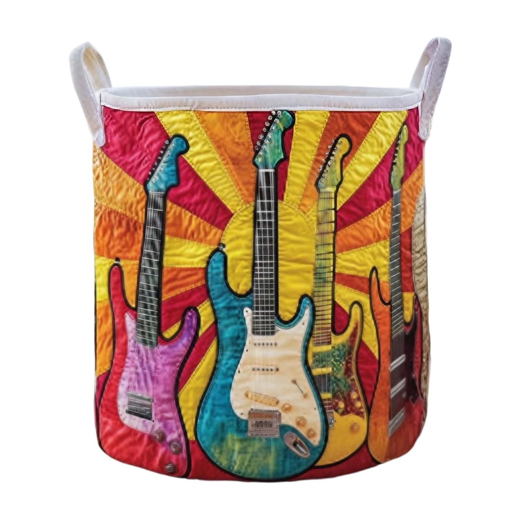 Quilted Laundry Basket, Boho Fabric Floral Animal Digital Print Storage Hamper, Organizer Bin Blankets for Nursery Bedroom Laundry Room Clothes Toys (C-35cm) — view 9