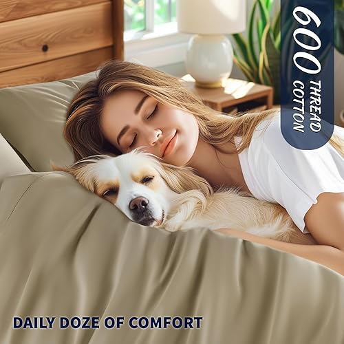 Miniatura 2 de Shilucheng Juego de sábanas de 100 % algodón tamaño King, 600 hilos, sábanas de algodón egipcio de lujo, sábanas de calidad de hotel de 5 estrellas,