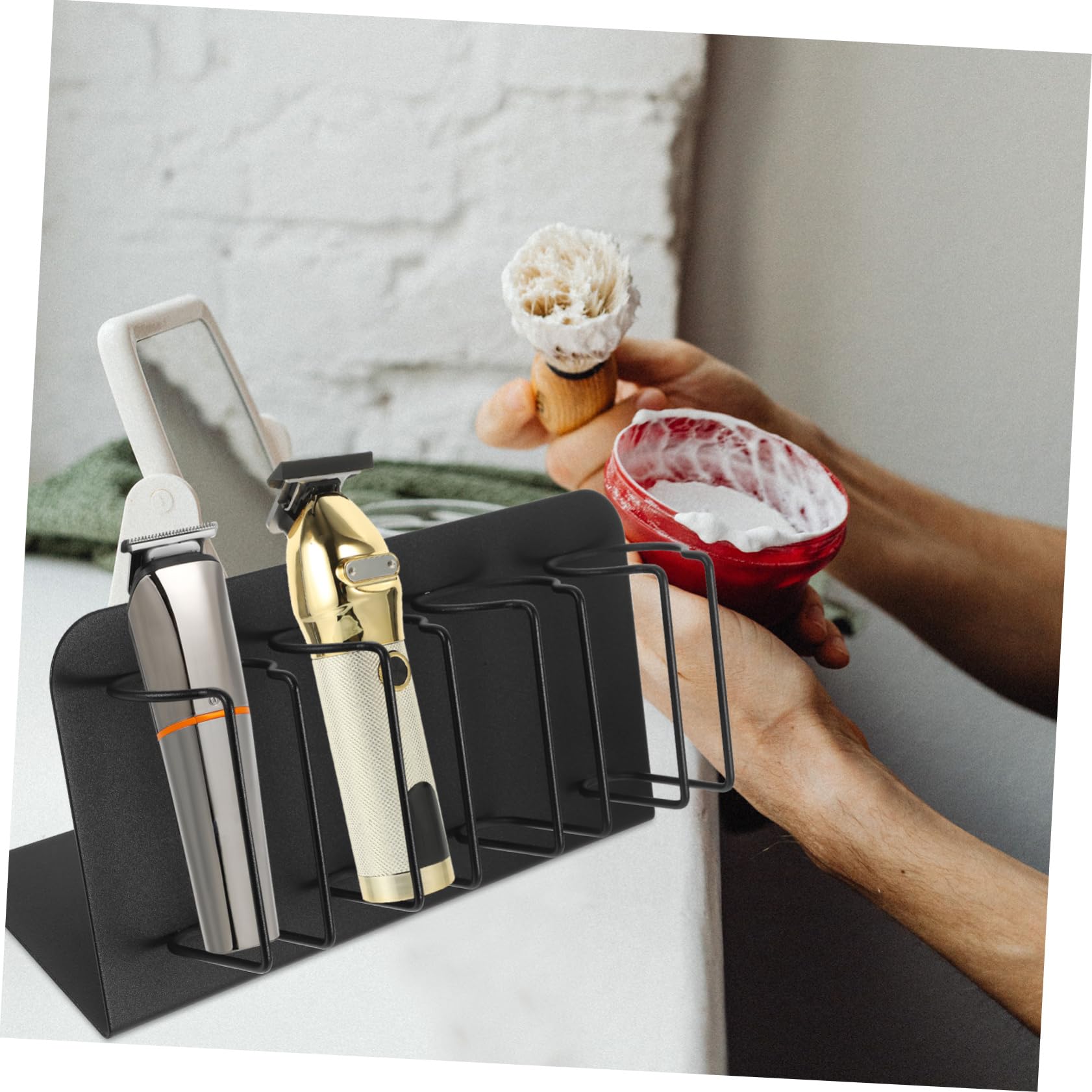 Soporte para Cortapelos y Secador de Pelo de Salón en Acero Inoxidable | Organizador de Pared, para Peluquería y Baño, Almacenamiento Seguro de Herramientas de Peinado