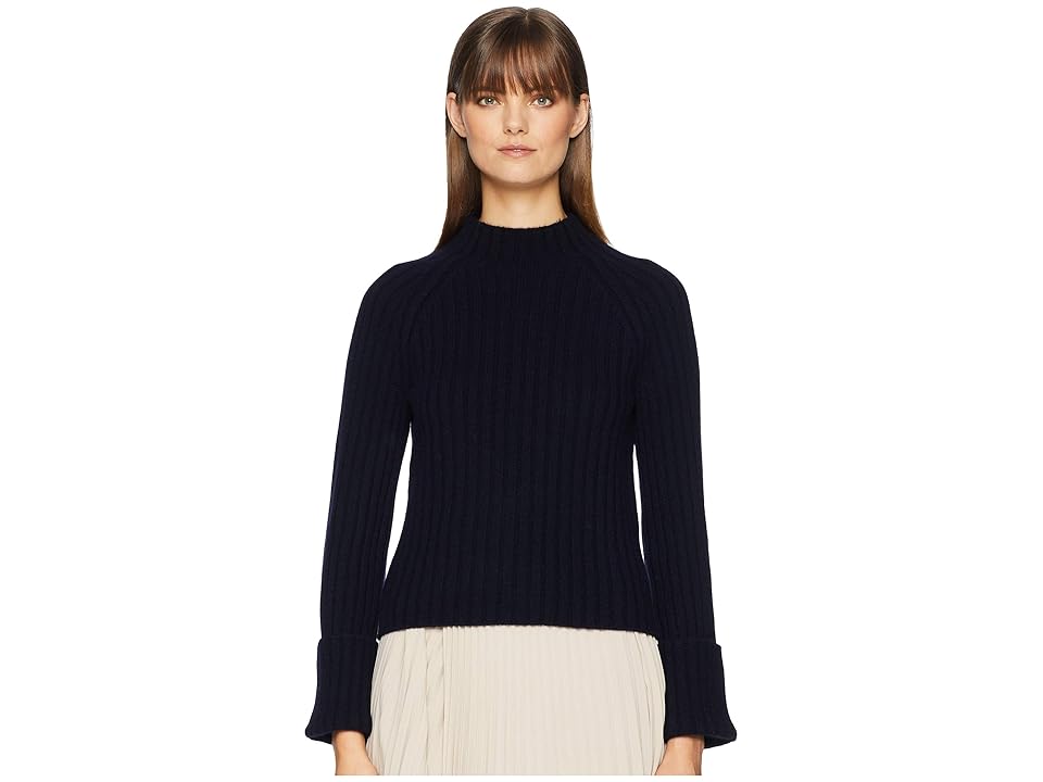 

Vince Button Cuff Mock Neck (Coastal) Women's Clothing, Blue