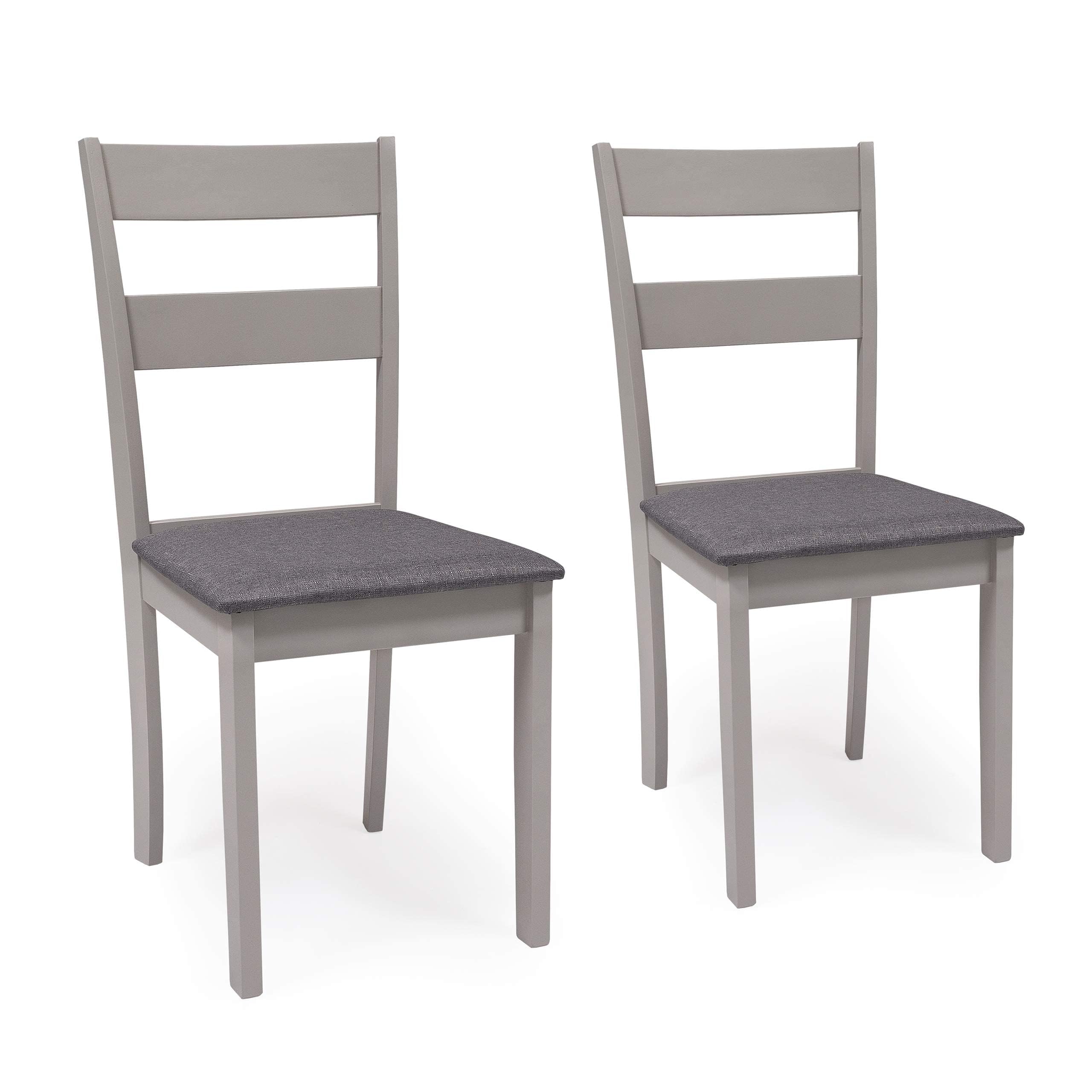 Homely - Pack de 2 sillas de Comedor o Cocina Dallas, Estructura de Madera lacada en Color Gris Claro, Asiento tapizado en Tela Color Gris, de 40,5x48,5x89 cm