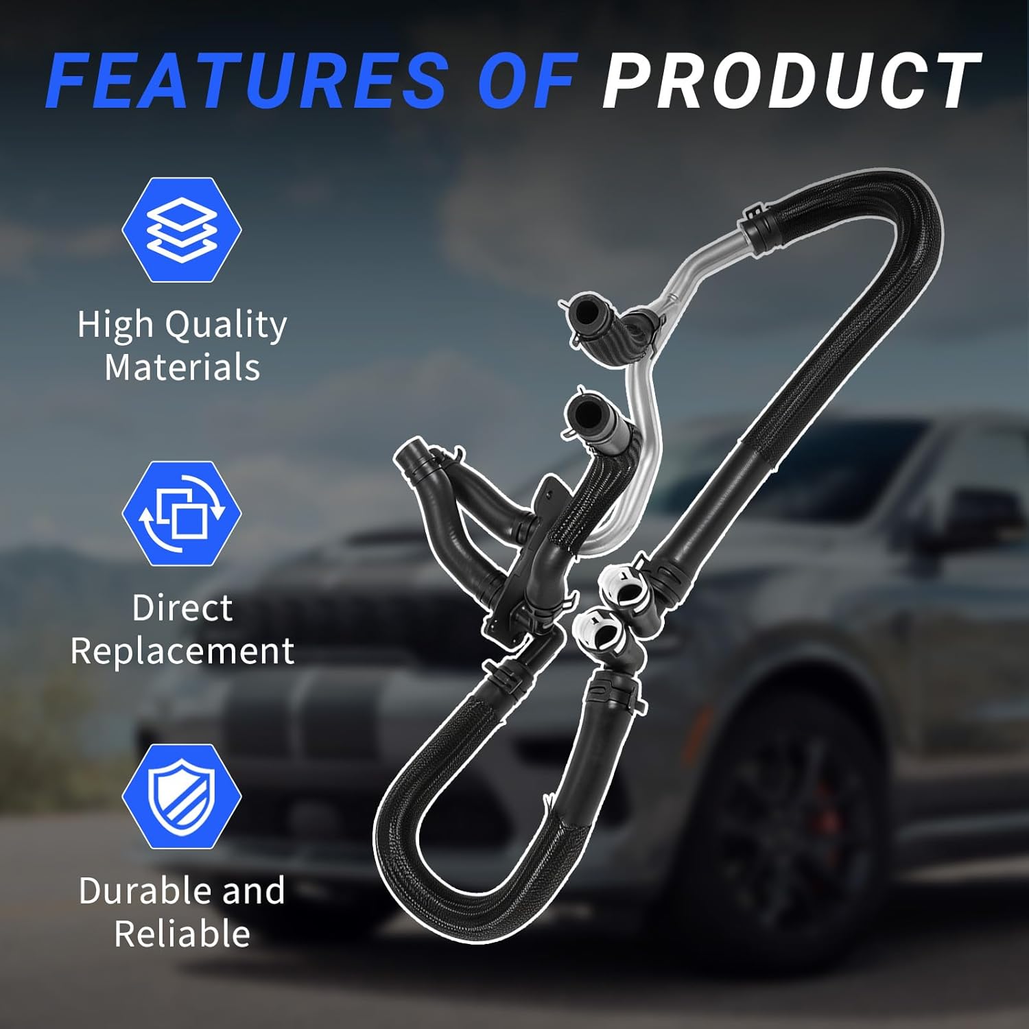 55038042AJ Hose & Tube Heater Supply & Return Set Compatible with Dodge Durango 2016 2017 2018 2019 2020 2021 V8 5.7L 6.4L Replaces 55038042AE 55038042AI