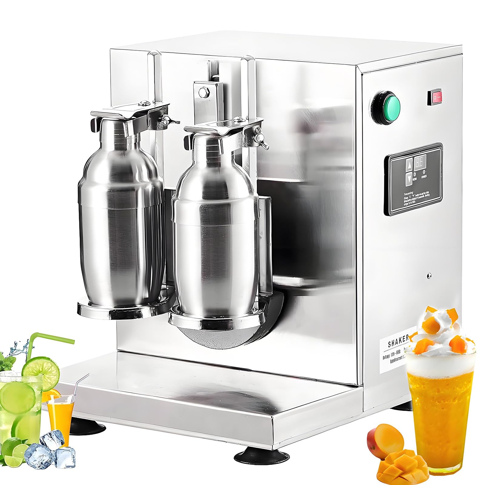 GLJTUO Electric Mixer Machine,Electric Milk Tea Shaker Machine, Stainless Steel Automatic Dual Cup Mixer for Bubble Tea, Juice, Coffee, Milk, and Cocktails