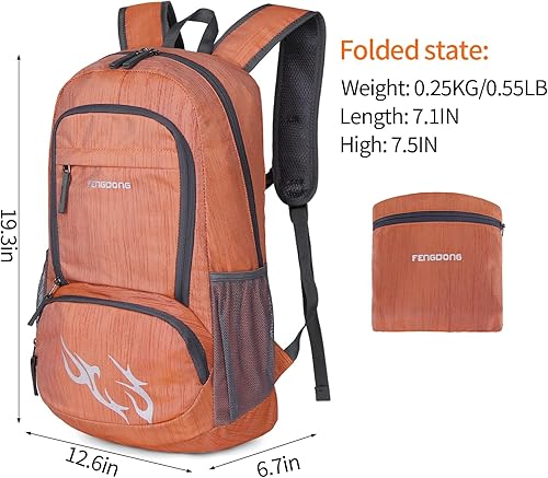 Miniatura 8 de FENGDONG Mochila de senderismo ligera y plegable de 35 L para hombres y mujeres