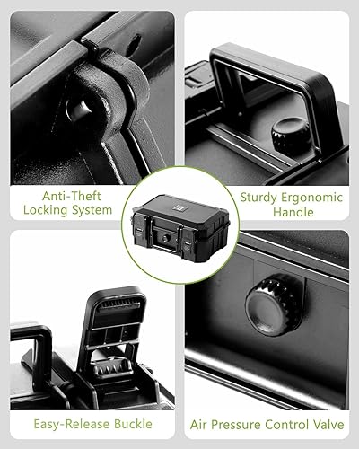 Miniatura 4 de OZCHIN Caja de almacenamiento negra resistente con cerradura de combinación, caja de almacenamiento de plástico ABS, gran regalo de Navidad para