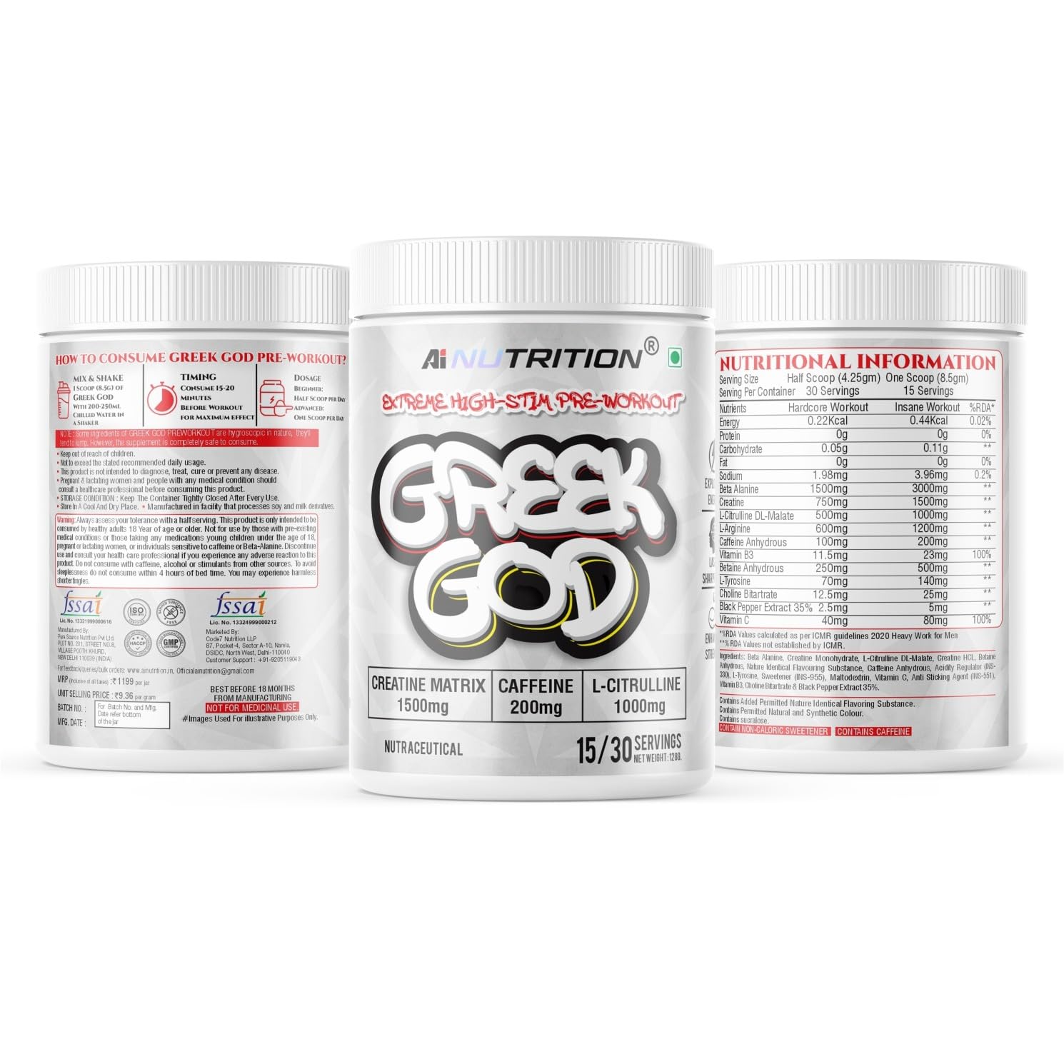 Greek God Pre Workout | Extreme High Stim | 200mg Caffeine, 3000mg Beta-Alanine, 1000mg Citrulline, Black Pepper Extract | Explosive Energy & Focus (15 Servings, Mango Strawberry) — Amazon image 8